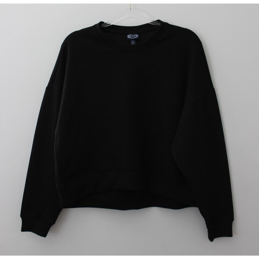 Scoop Womens Scubaknit Cropped Sweatshirt Multisize Black NWT